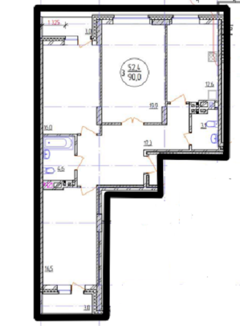 3-комнатная 98.4 м2 в ЖК undefined корпус null этаж 17