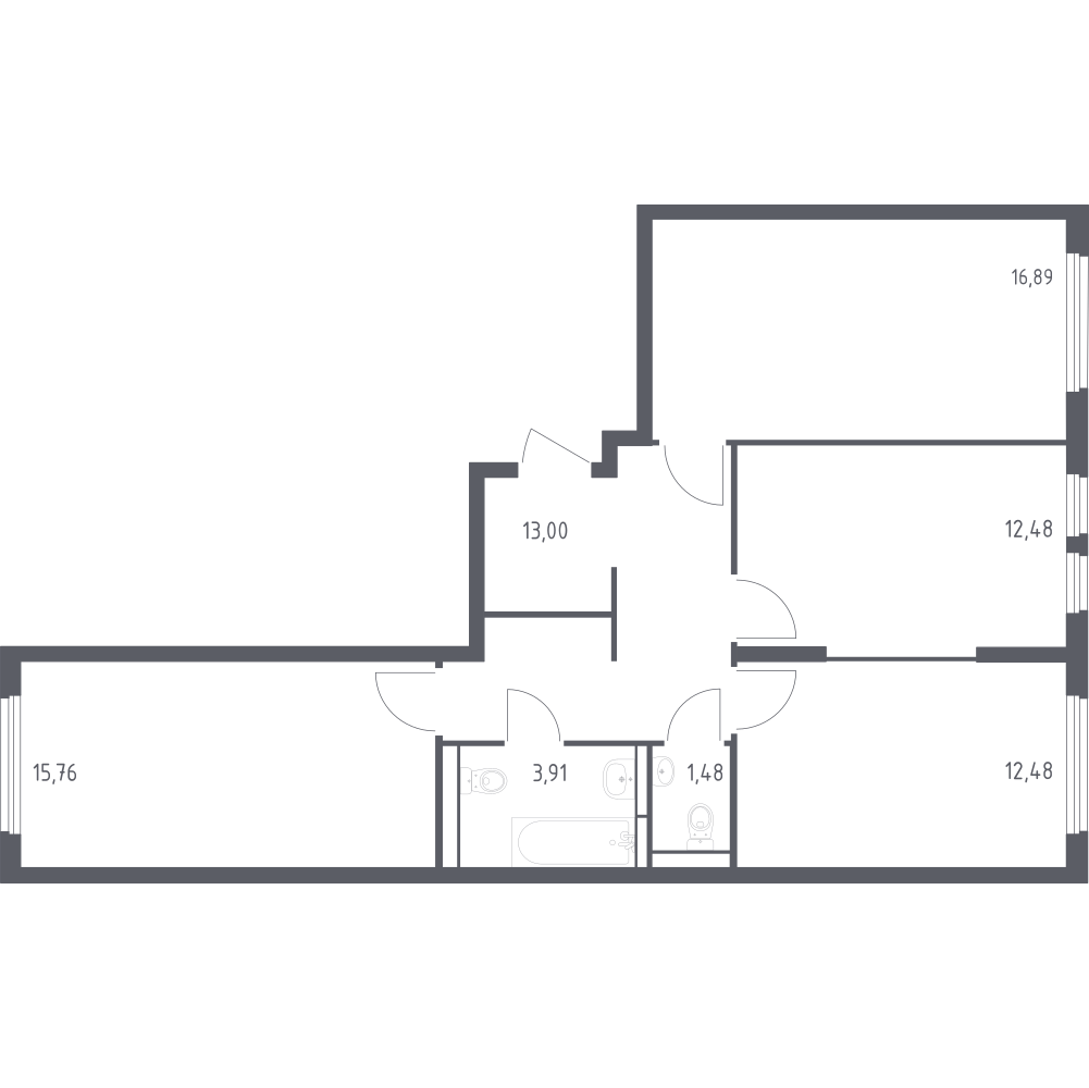 3-комнатная 75 м2 в ЖК Остафьево корпус null этаж 3