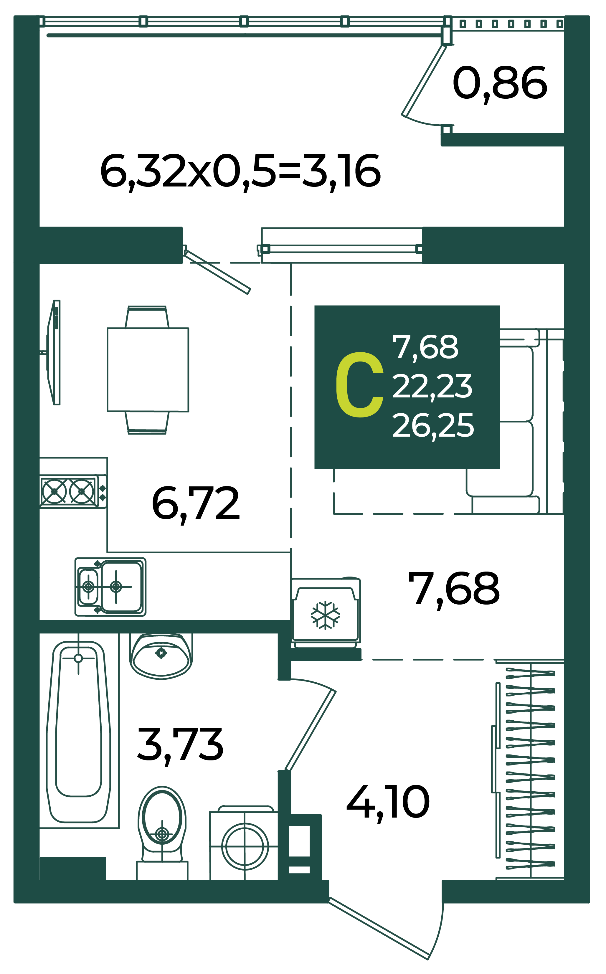 Студия 26 м2 в ЖК Образцово корпус null этаж 14