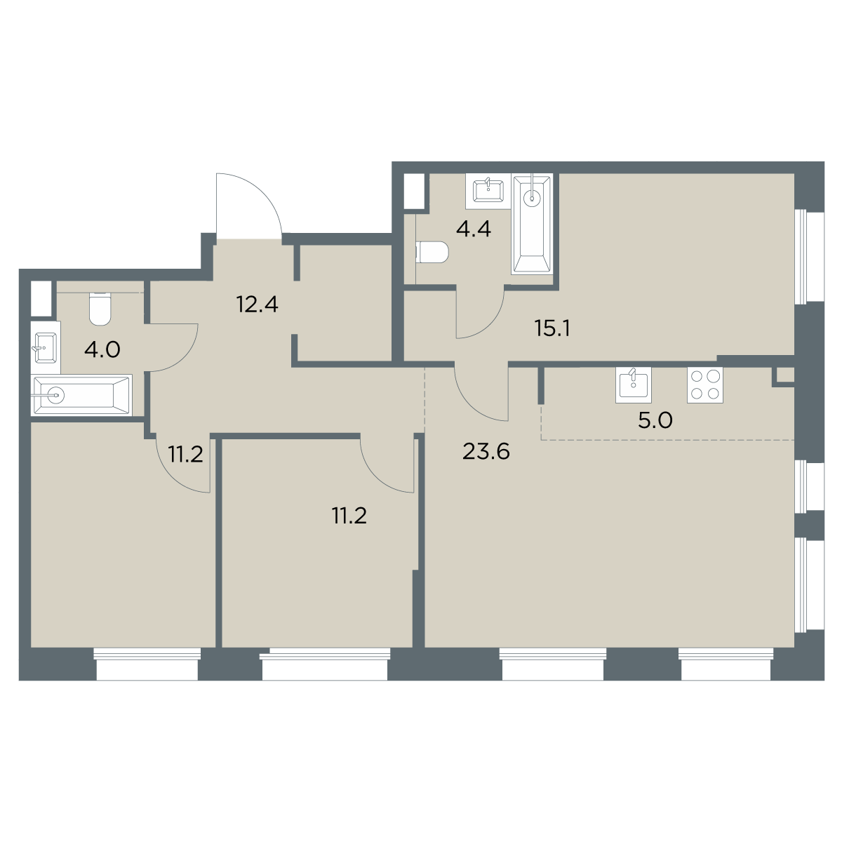 4-комнатная 86 м2 в ЖК Станиславский корпус null этаж 2
