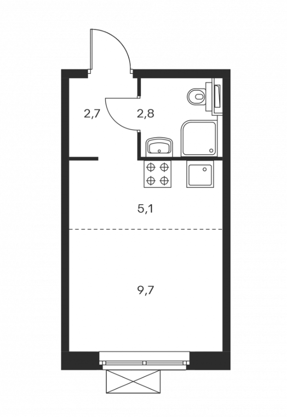 Студия 20.8 м2 в ЖК undefined корпус null этаж 10