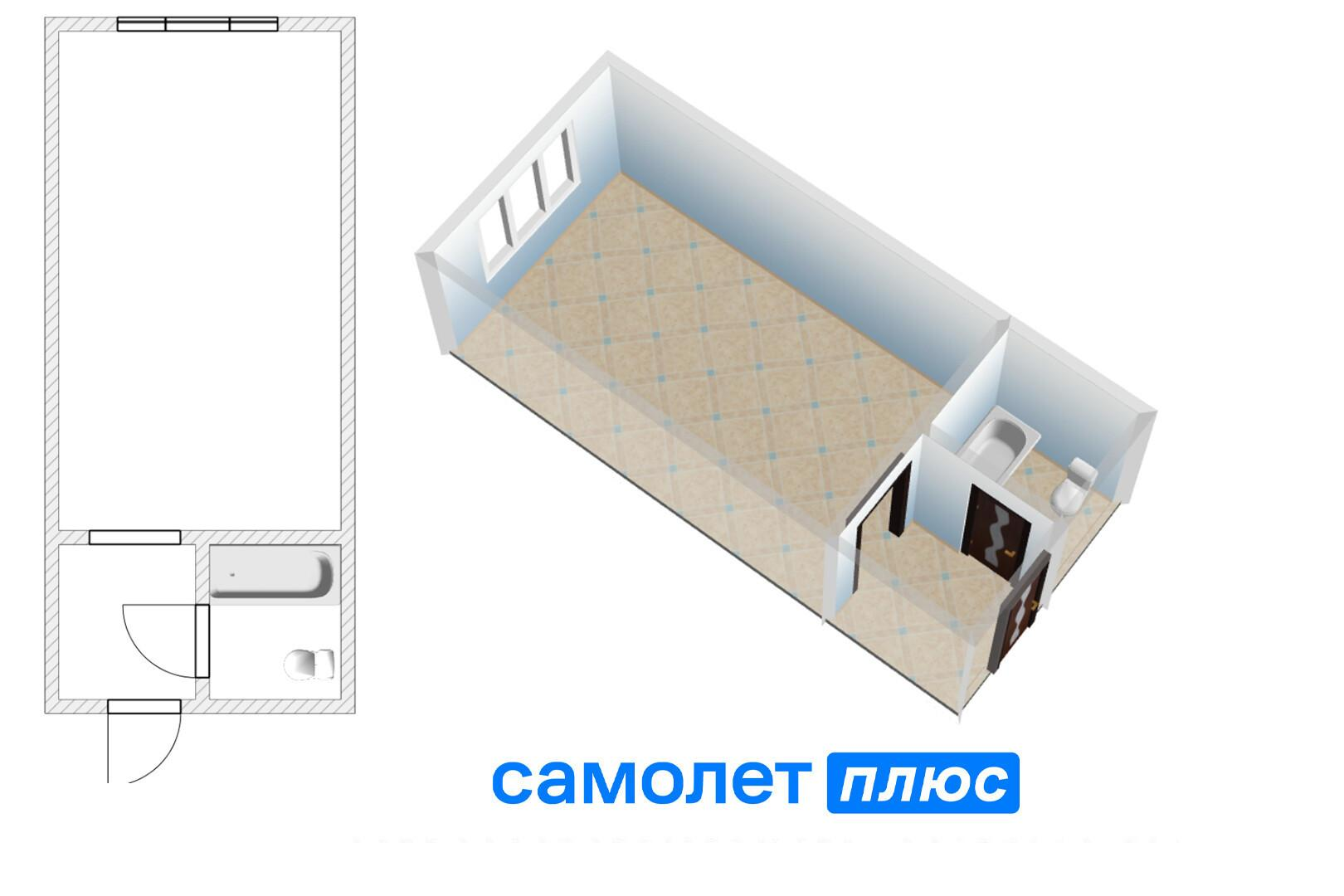 1-комнатная 22.3 м2 в ЖК undefined корпус null этаж 2