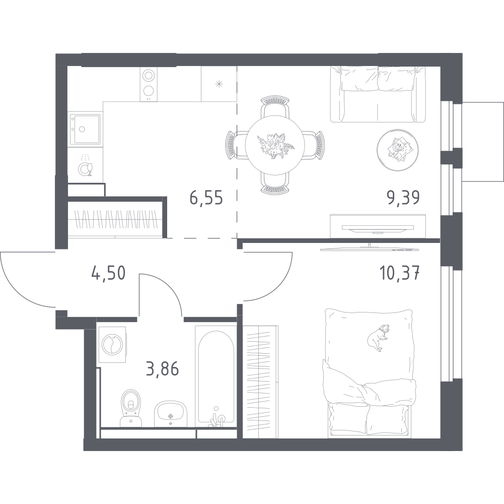 Студия 34 м2 в ЖК Мытищи Парк корпус null этаж 3