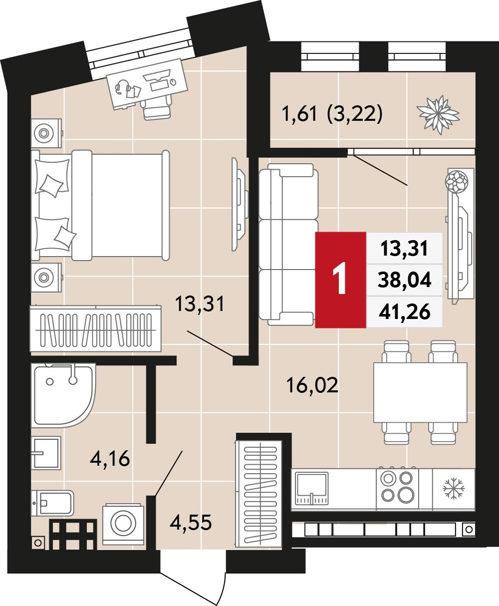 1-комнатная 41 м2 в ЖК Невский корпус null этаж 12