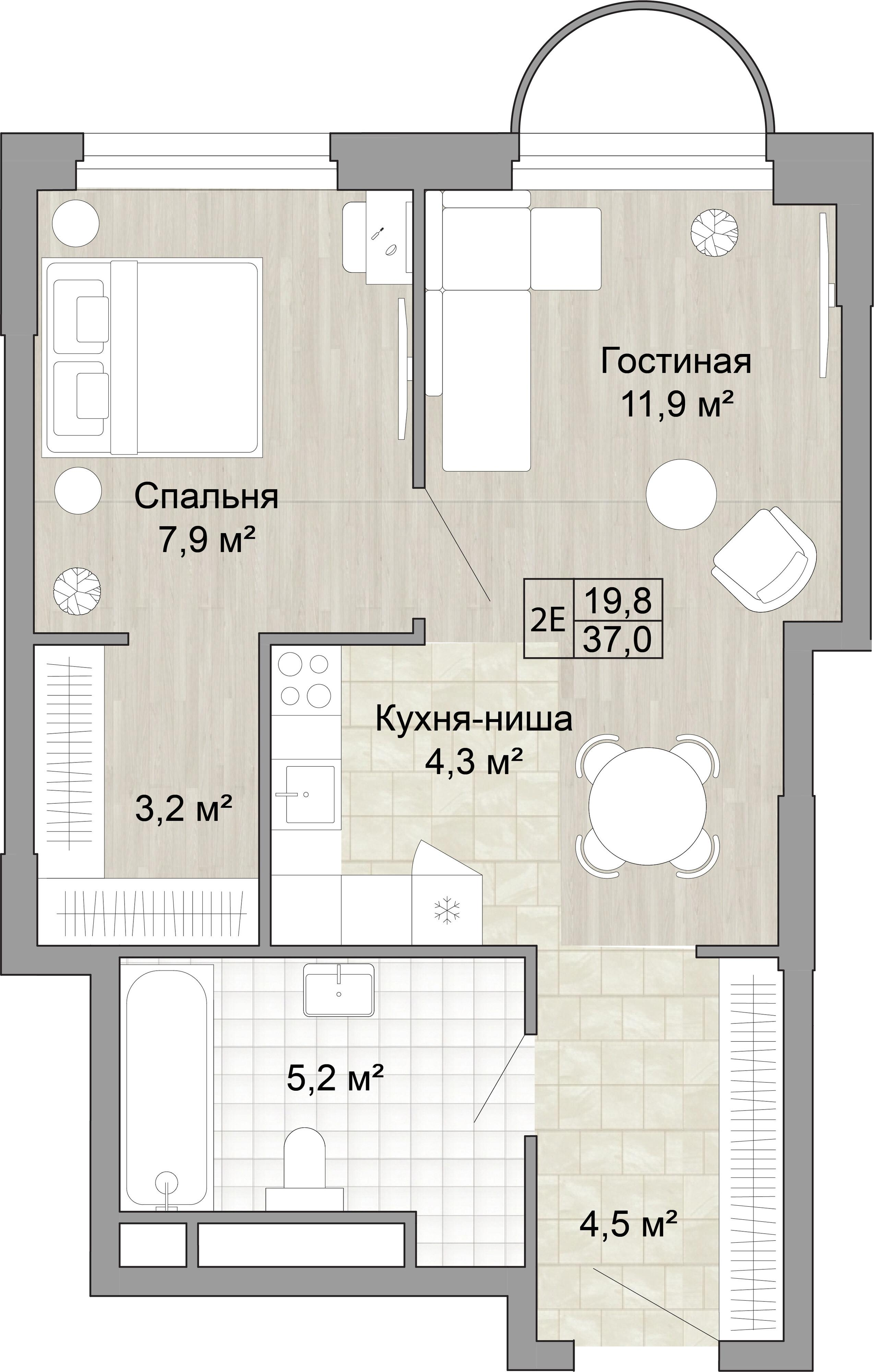 Студия 37 м2 в ЖК Новые Смыслы корпус null этаж 25