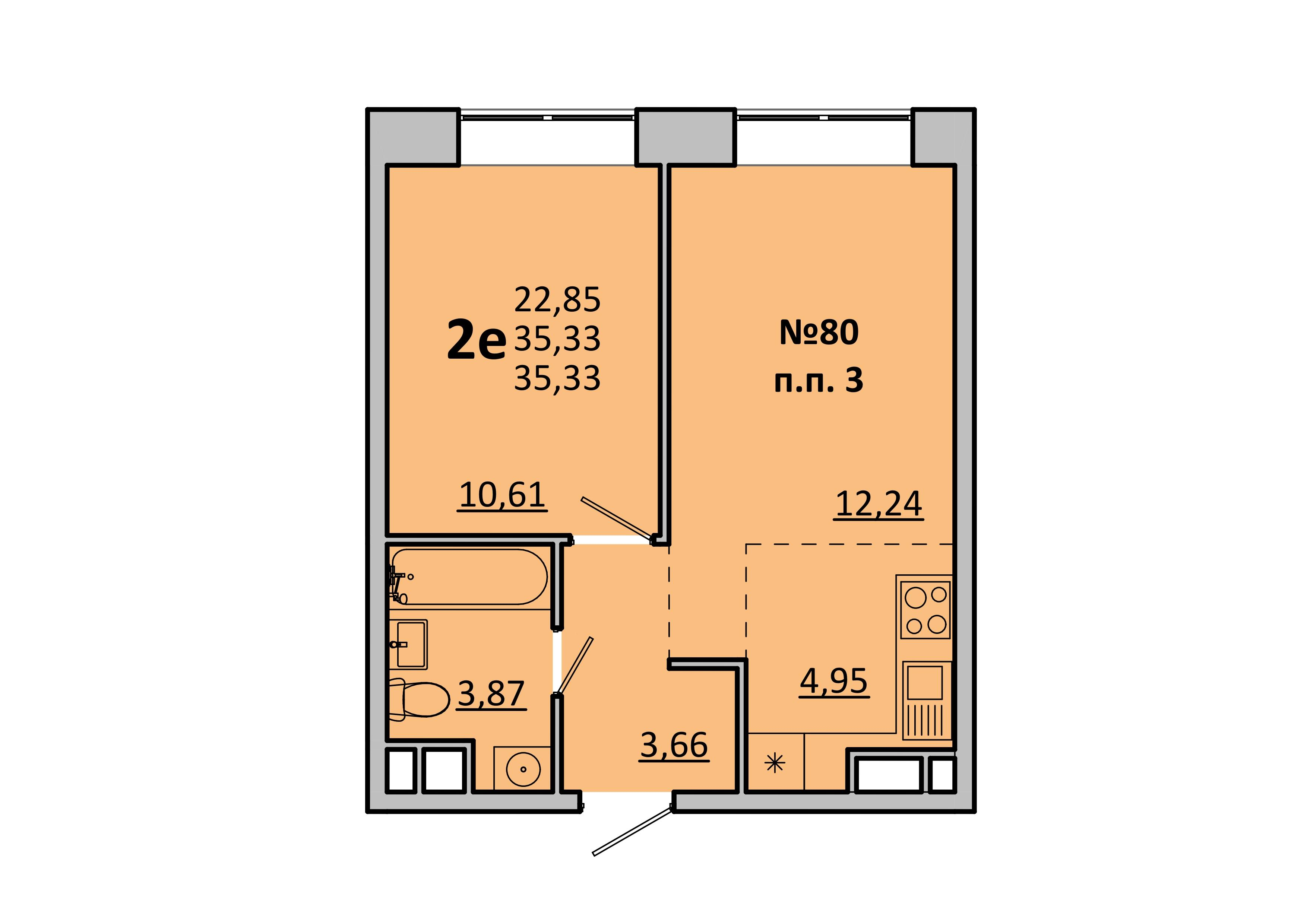 Студия 35 м2 в ЖК Каштановая Роща корпус null этаж 9