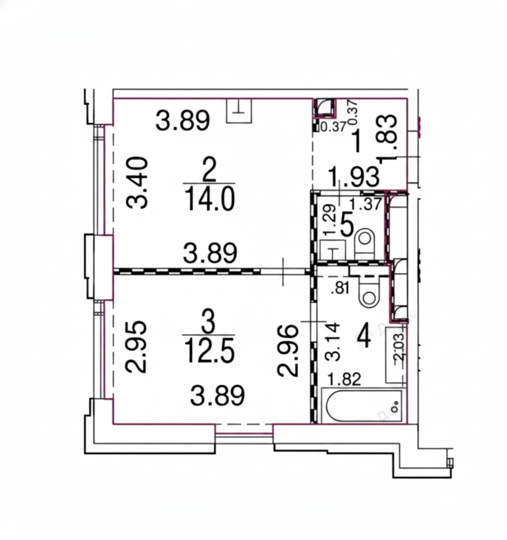 1-комнатная 36.9 м2 в ЖК undefined корпус null этаж 3