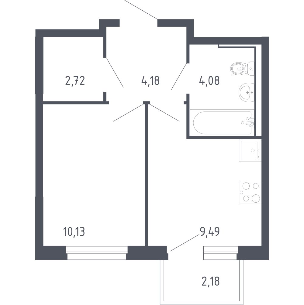 1-комнатная 30 м2 в ЖК Чаркова 72 корпус null этаж 5