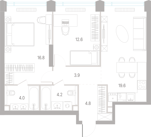 2-комнатная 65 м2 в ЖК КОД Сокольники корпус null этаж 17