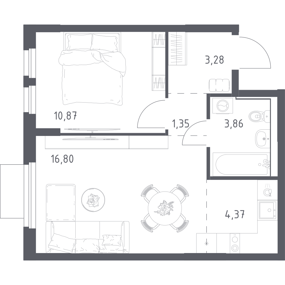 Студия 40 м2 в ЖК Мытищи Парк корпус null этаж 3