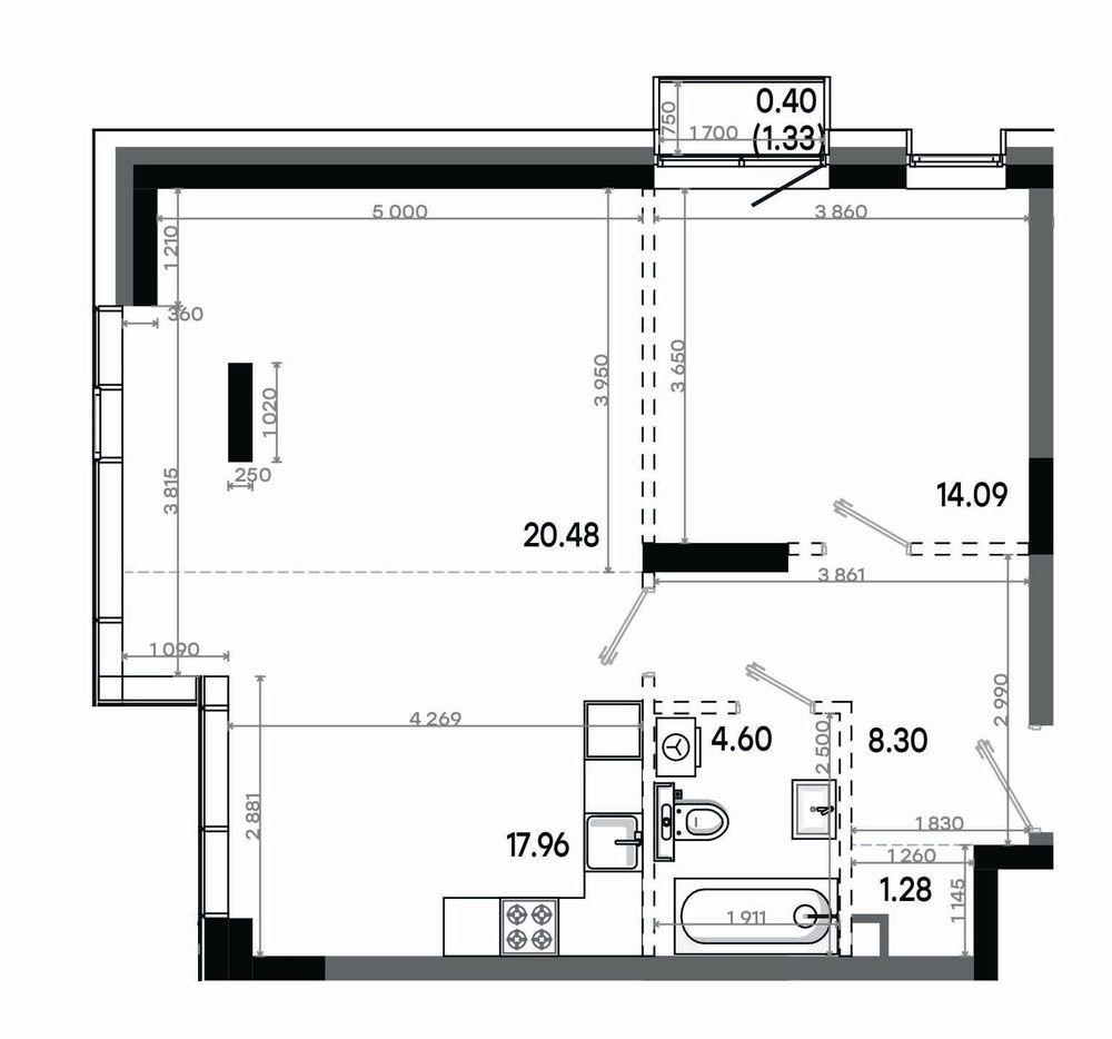 2-комнатная 67 м2 в ЖК Минтимер корпус null этаж 14