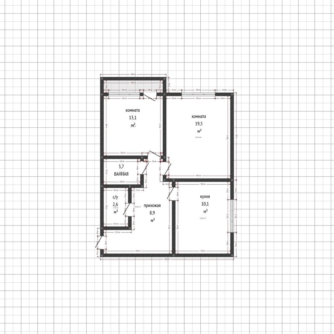 2-комнатная 59.5 м2 в ЖК undefined корпус null этаж 4