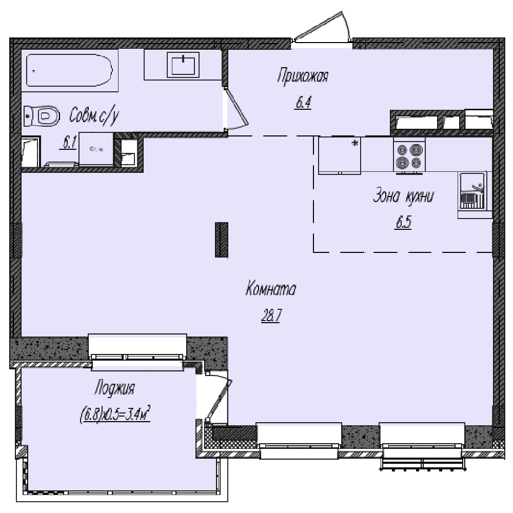 Студия 51 м2 в ЖК КОМОС на Тукая корпус null этаж 3