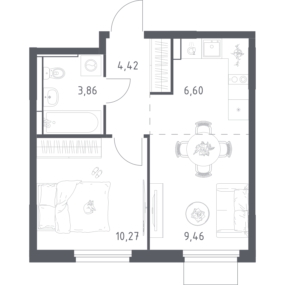 Студия 34 м2 в ЖК Мытищи Парк корпус null этаж 3