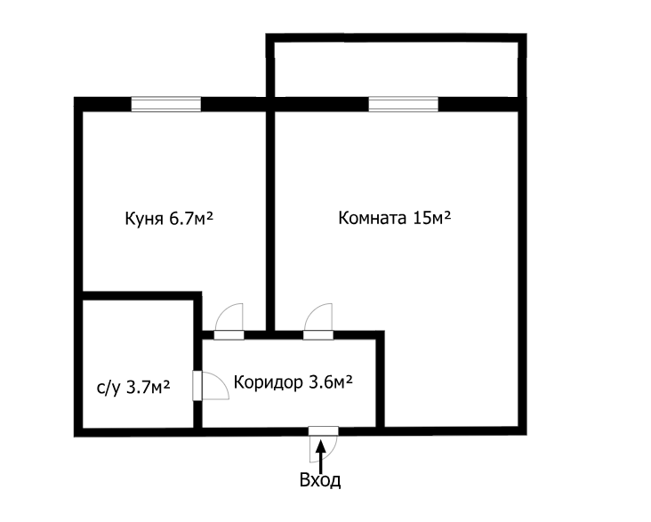 1-комнатная 29 м2 в ЖК undefined корпус null этаж 7