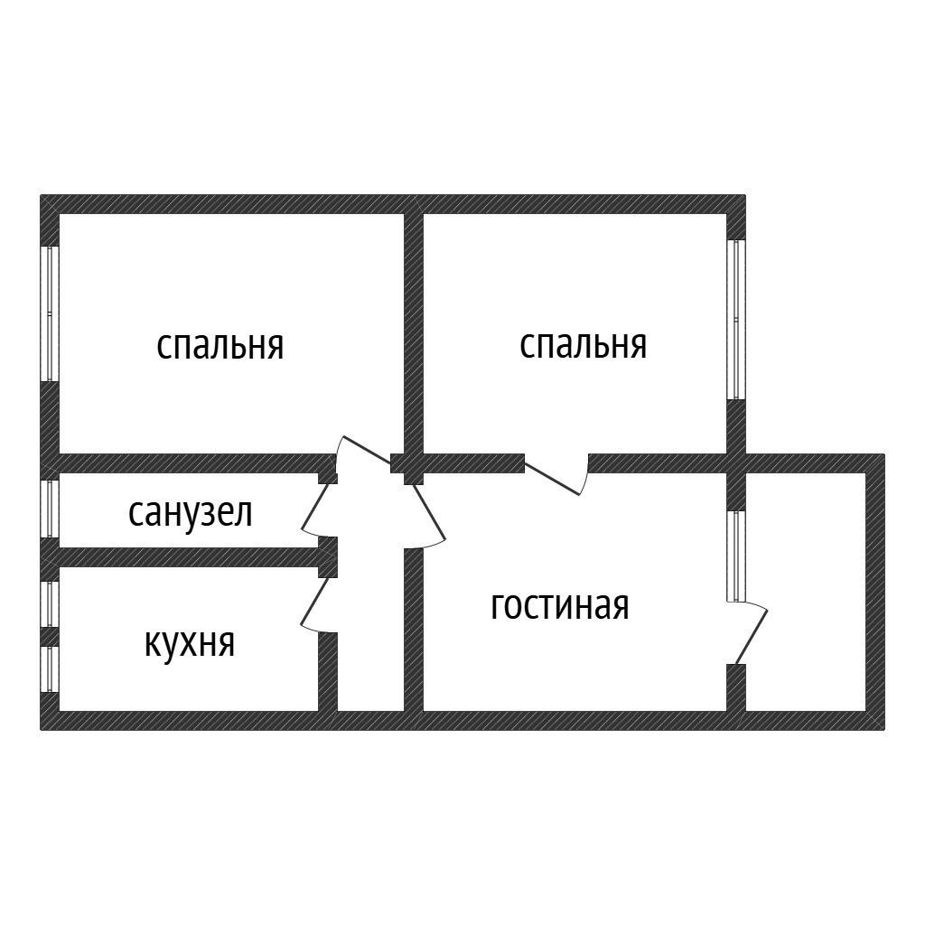 3-комнатная 56.1 м2 в ЖК undefined корпус null этаж 2