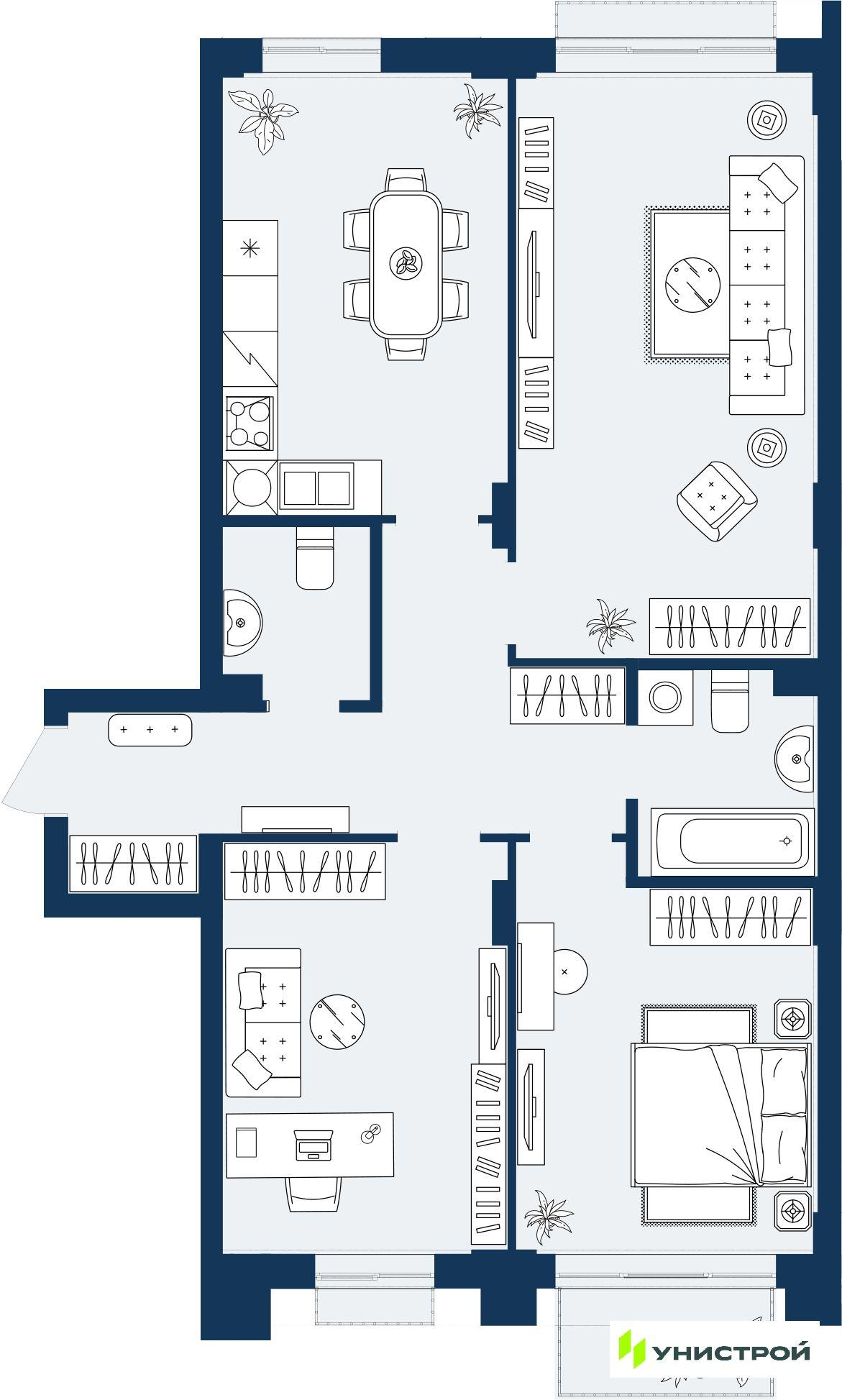 2-комнатная 83 м2 в ЖК ГРАНД БЕРЕГ корпус null этаж 11