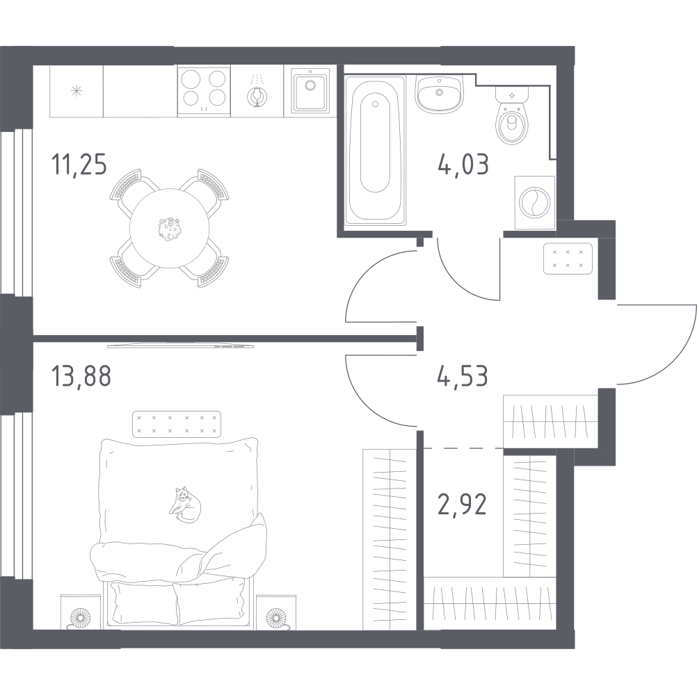 1-комнатная 36 м2 в ЖК Весна в Заречье корпус null этаж 2