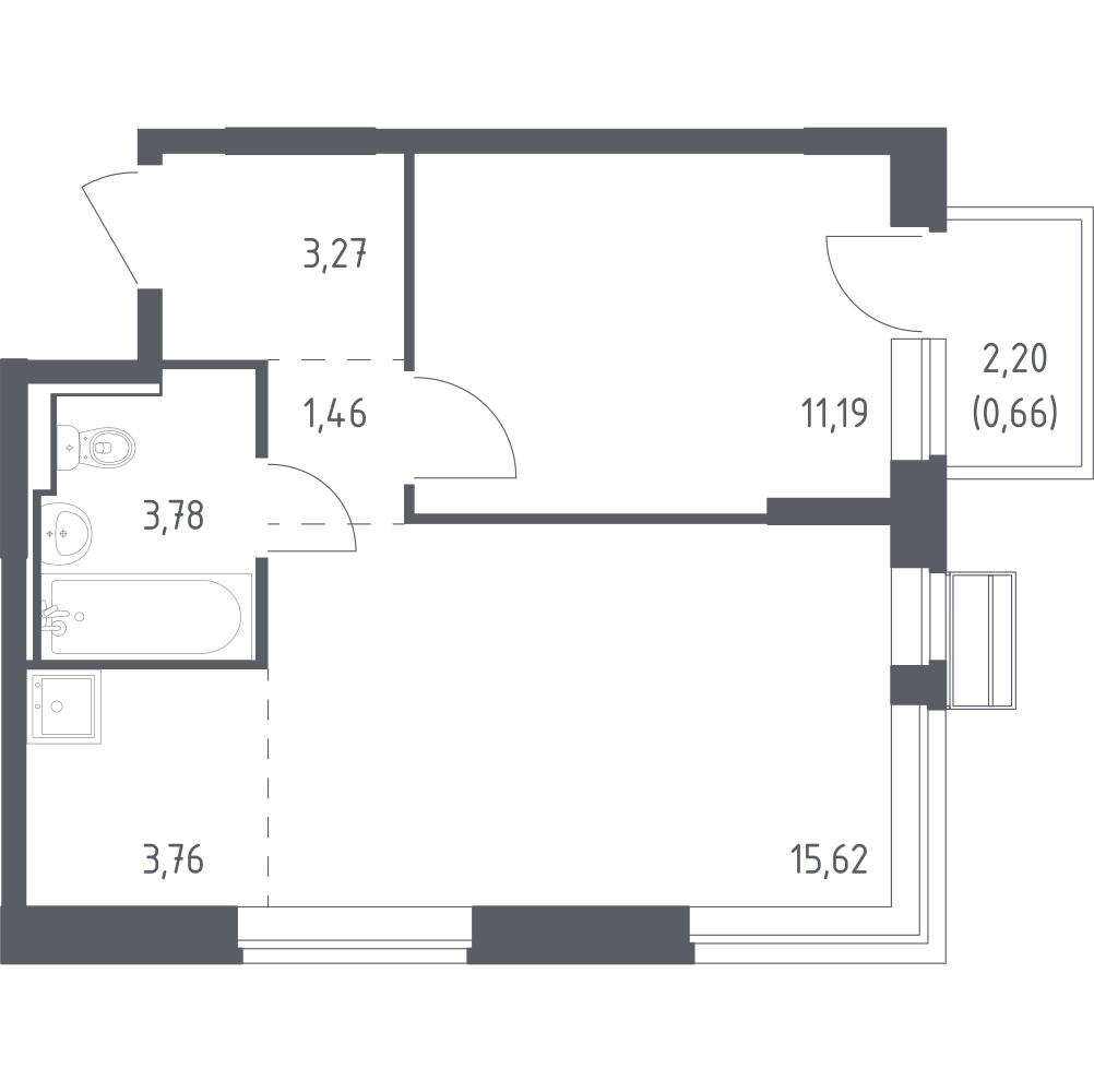Студия 39 м2 в ЖК Рублёвский Квартал корпус null этаж 5