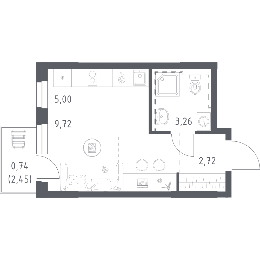 Студия 21 м2 в ЖК Урбан Мартен корпус null этаж 13