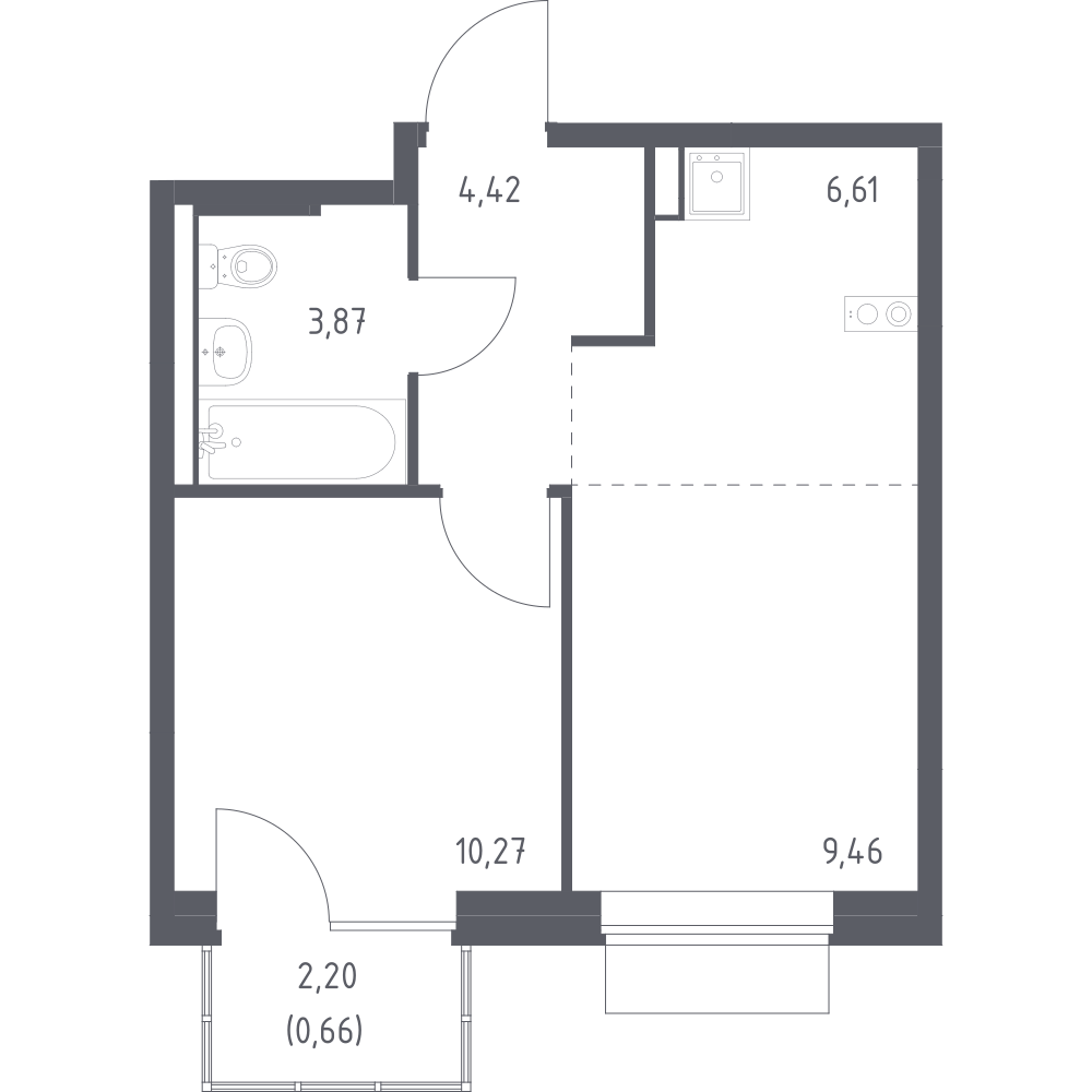 Студия 34 м2 в ЖК Новое Внуково корпус null этаж 3