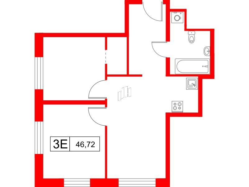2-комнатная 46 м2 в ЖК Saan корпус null этаж 8