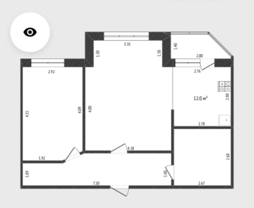 2-комнатная 59.4 м2 в ЖК undefined корпус null этаж 4