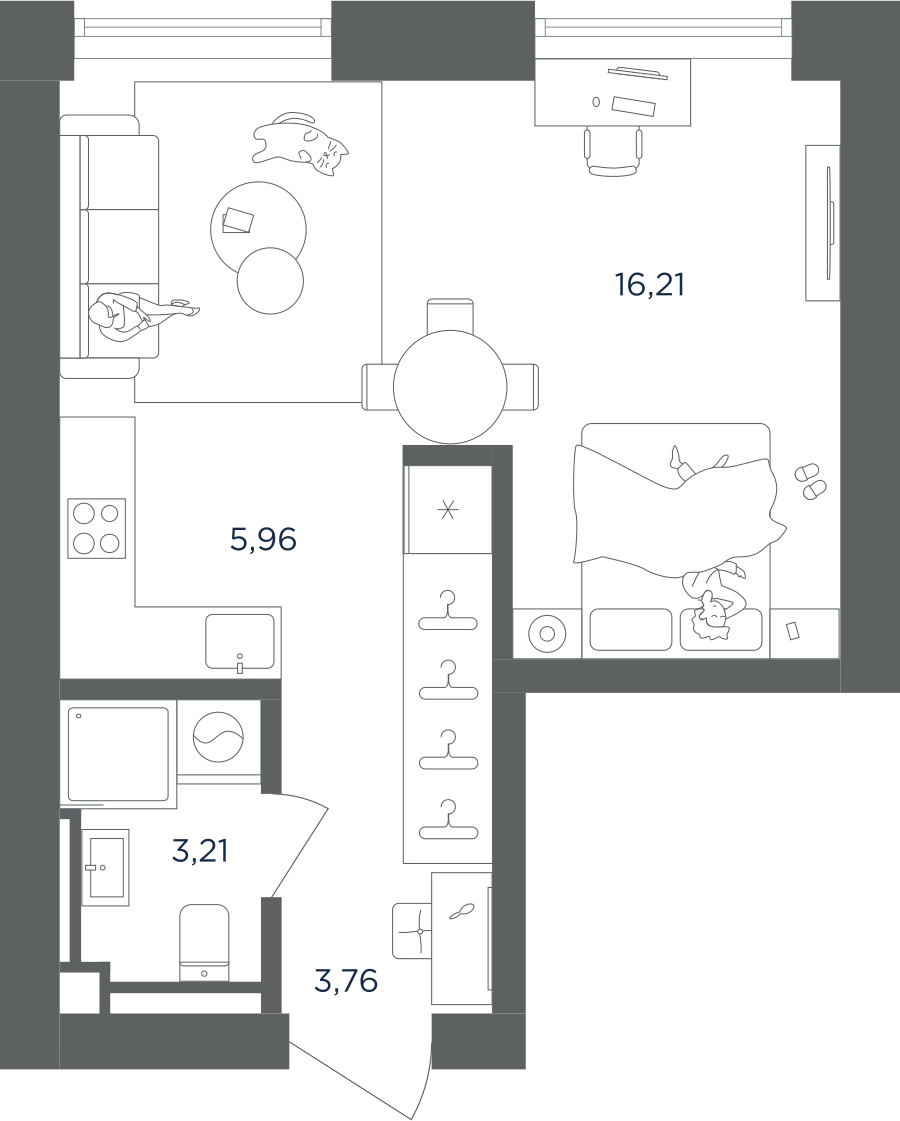 1-комнатная 29 м2 в ЖК ULTIMACity корпус null этаж 22