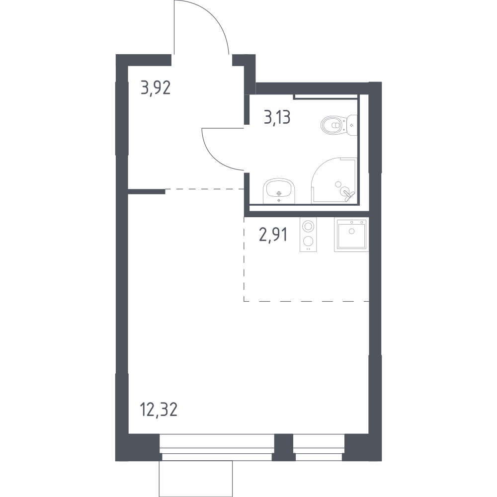 Студия 22 м2 в ЖК Молжаниново корпус null этаж 5