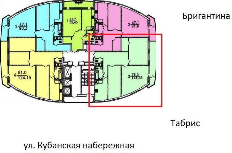3-комнатная 122.5 м2 в ЖК undefined корпус null этаж 8