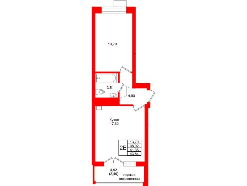 1-комнатная 41 м2 в ЖК Лэйк Сити-9 корпус null этаж 7