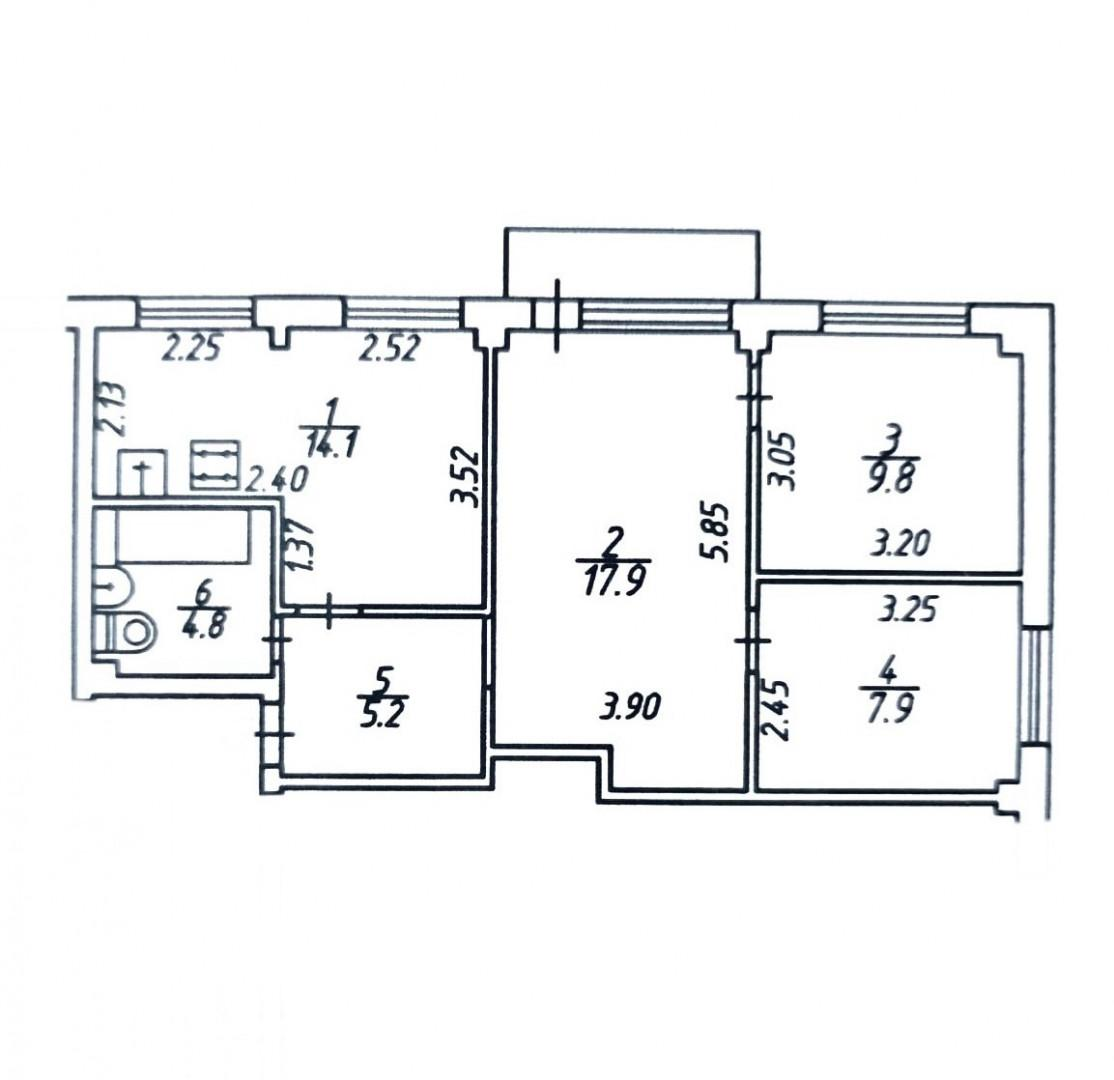 3-комнатная 60 м2 в ЖК undefined корпус null этаж 4