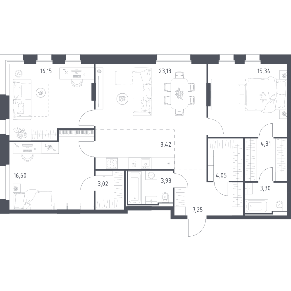 Студия 106 м2 в ЖК Заречье Парк корпус null этаж 8