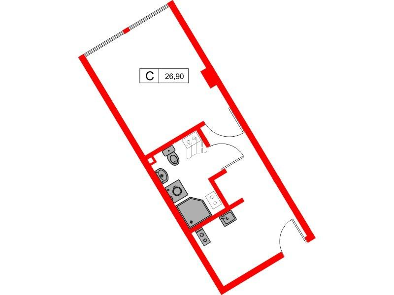Студия 26 м2 в ЖК МОСКО корпус null этаж 3