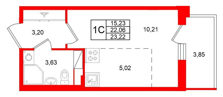 Студия 22 м2 в ЖК Титул в Московском корпус null этаж 10
