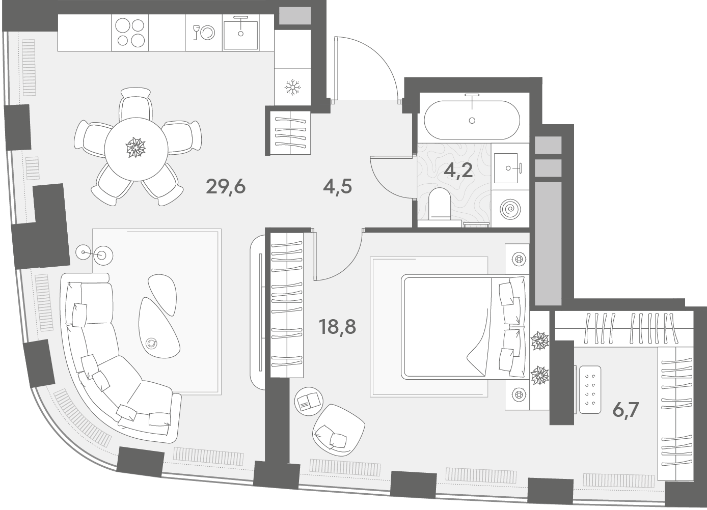 1-комнатная 63 м2 в ЖК Энигмия корпус null этаж 11