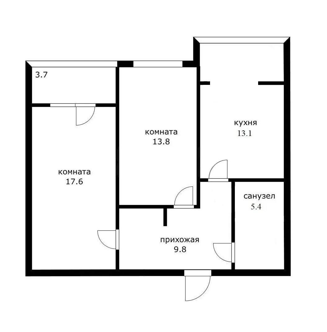 2-комнатная 55.5 м2 в ЖК undefined корпус null этаж 18