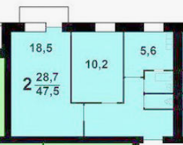 2-комнатная 49.2 м2 в ЖК undefined корпус null этаж 7