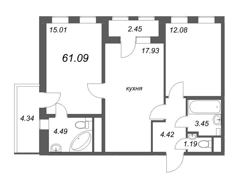 Студия 61 м2 в ЖК AEROCITY Club корпус null этаж 3