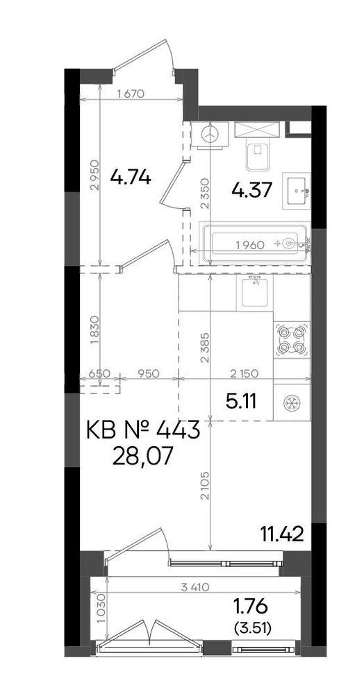 Студия 28 м2 в ЖК Адали корпус null этаж 14