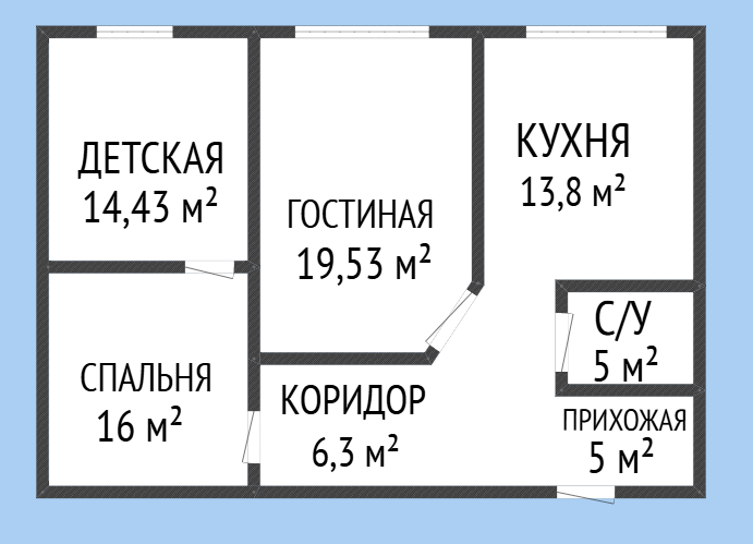 3-комнатная 87 м2 в ЖК undefined корпус null этаж 10