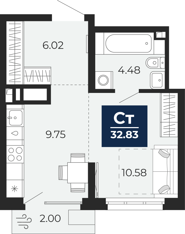 Студия 30 м2 в ЖК Беринг корпус null этаж 13