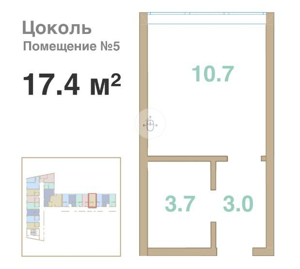 Студия 17.4 м2 в ЖК undefined корпус null этаж -1
