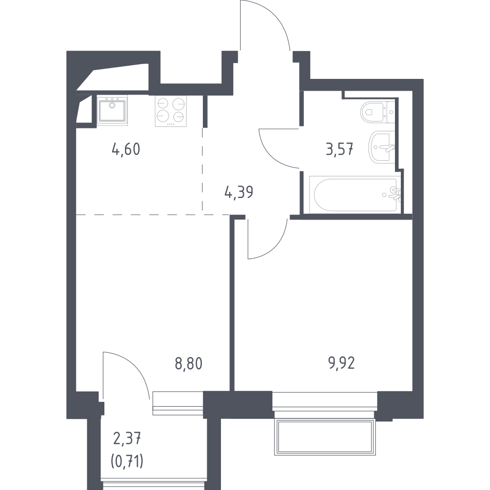 Студия 32 м2 в ЖК Долина Яузы корпус null этаж 5