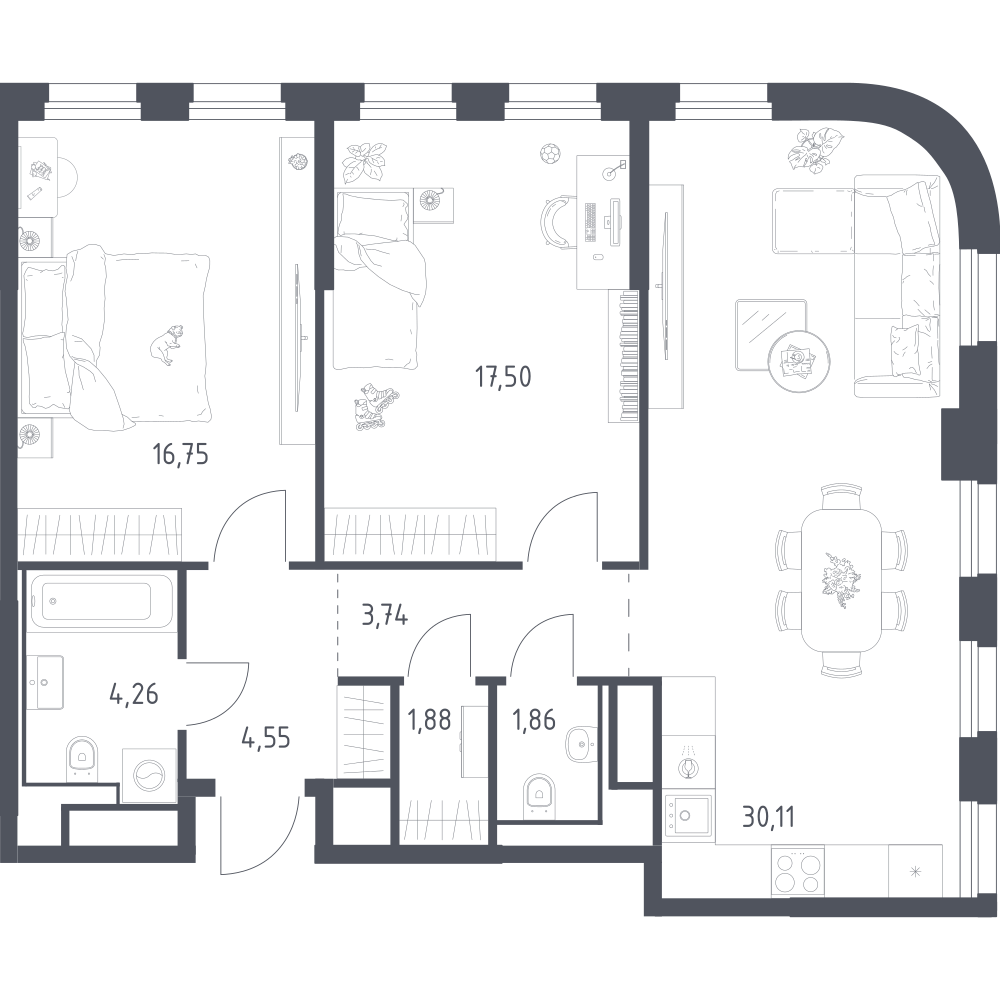 Студия 80 м2 в ЖК Квартал на воде корпус null этаж 13