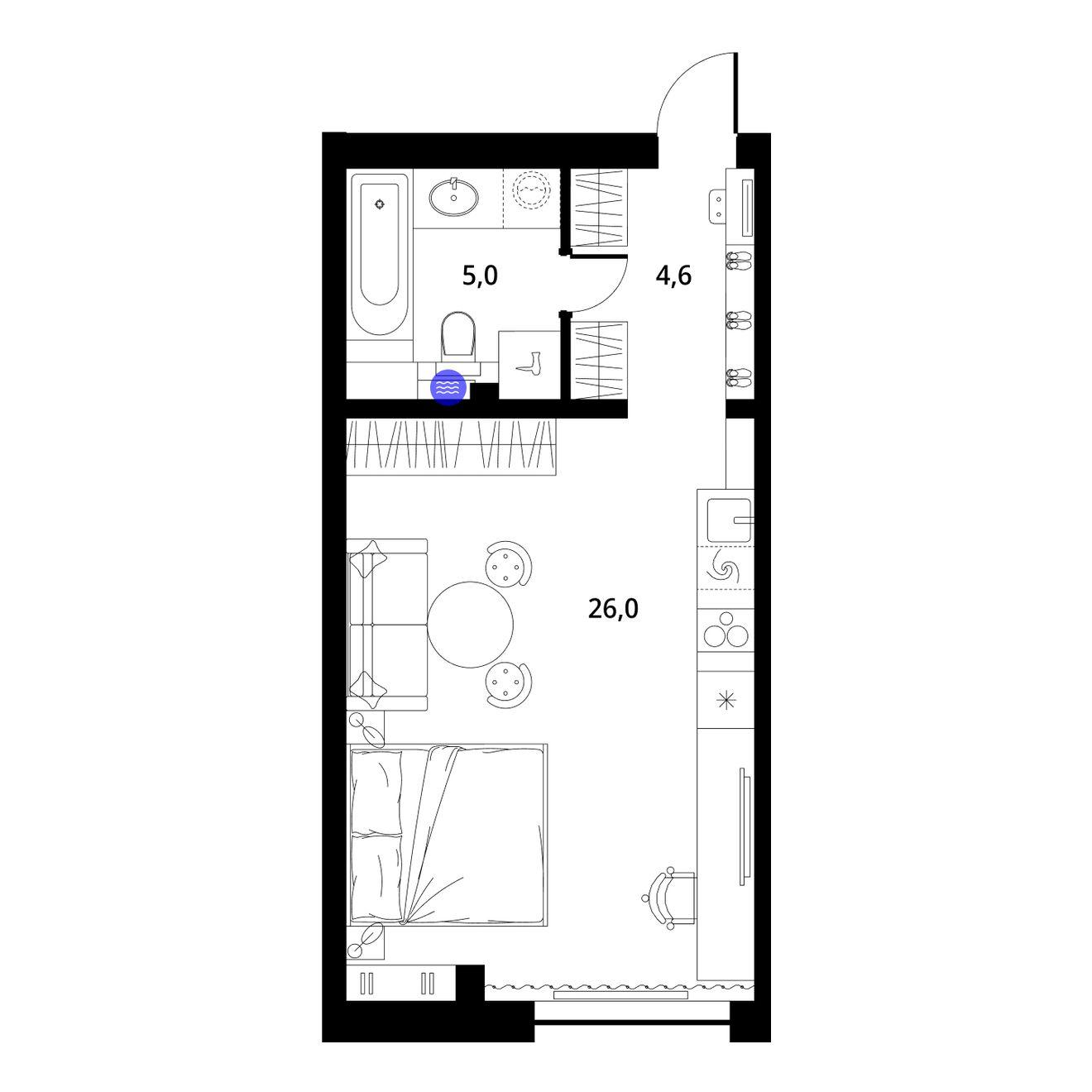 Студия 36 м2 в ЖК ГринЛайт корпус null этаж 2