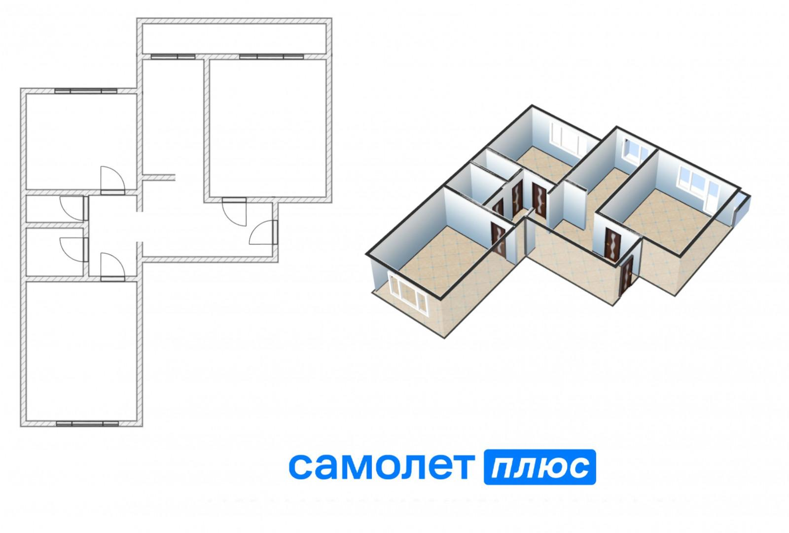 2-комнатная 57.3 м2 в ЖК undefined корпус null этаж 9