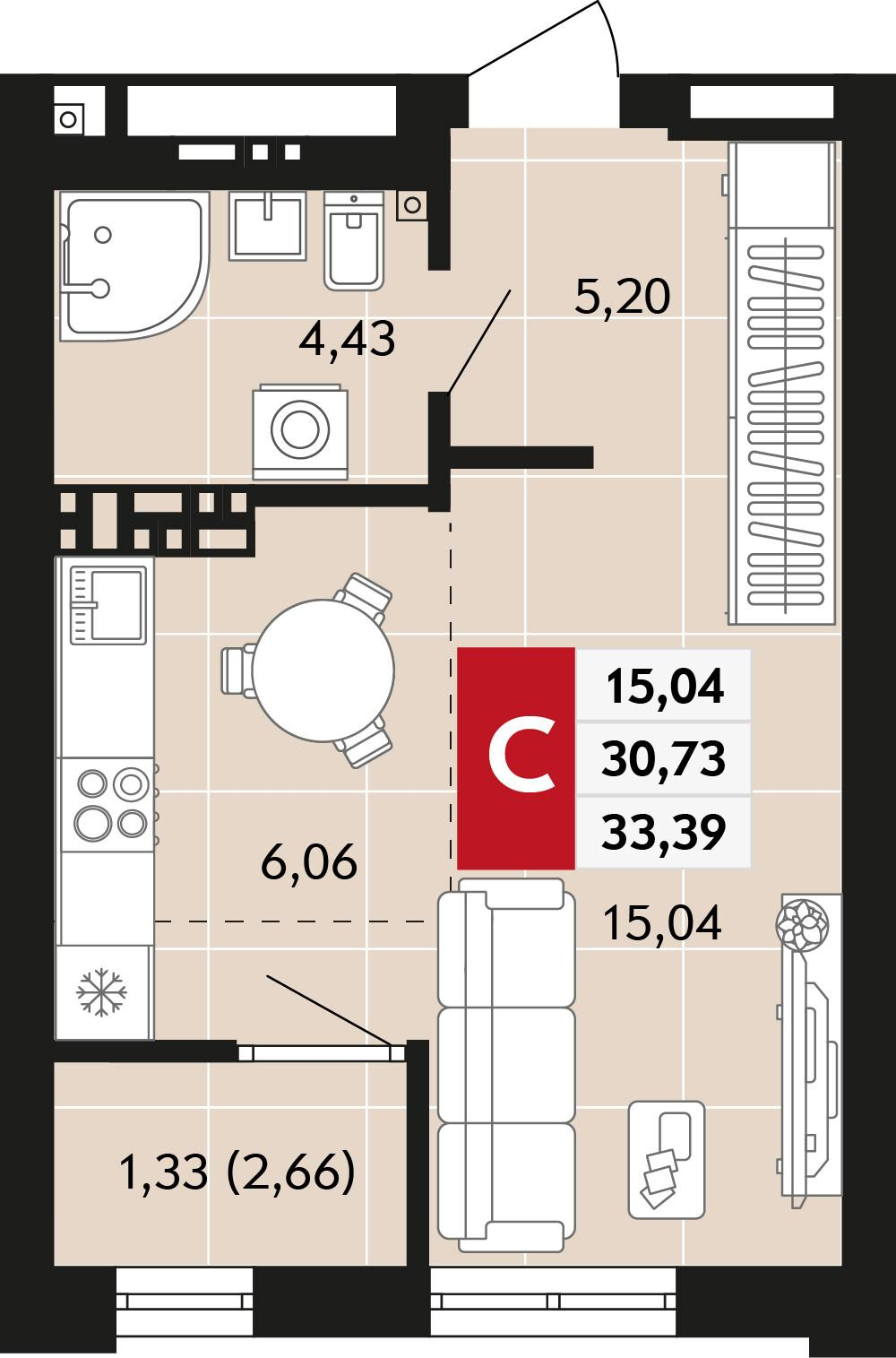 1-комнатная 33 м2 в ЖК Невский корпус null этаж 6