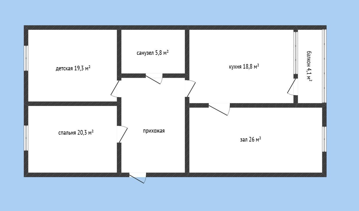 3-комнатная 116.7 м2 в ЖК undefined корпус null этаж 4