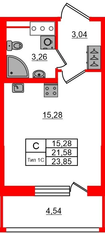 Студия 21 м2 в ЖК Сэтл Ривьера корпус null этаж 6